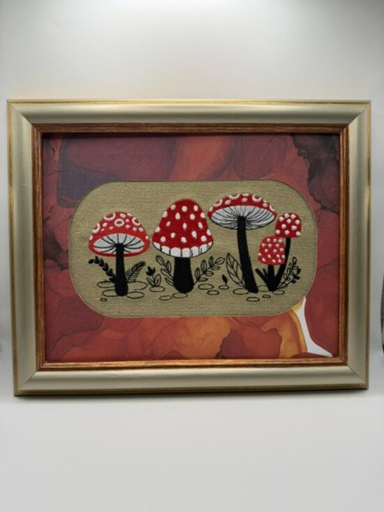 Simply Quilted Other - Homemade Red Mushroom Embroidery Art